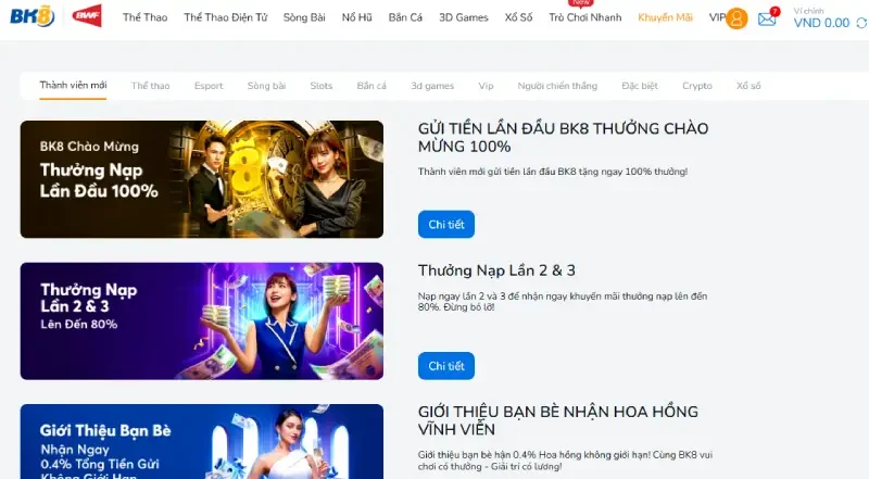 Ưu đãi tại bk8 vô cùng nhiều